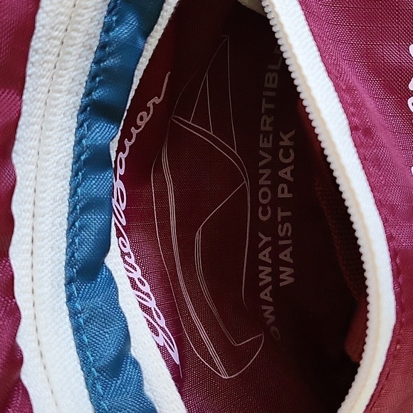 Nwot Eddie Bauer Packable Teal, Cream Maroon Fanny Pack Will Fit Up To 42" Waist - Picture 7 of 7